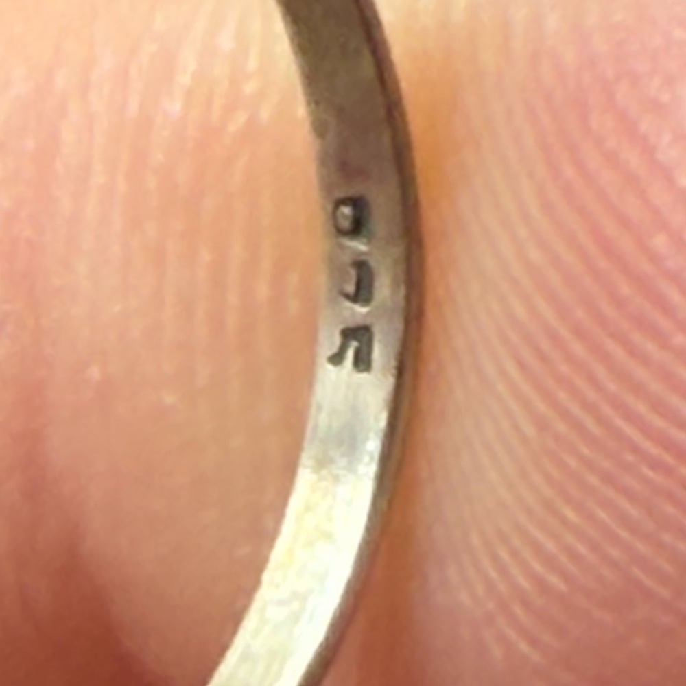 Sterling Silver Triangle Turquoise Ring - Gold Hi… - image 4